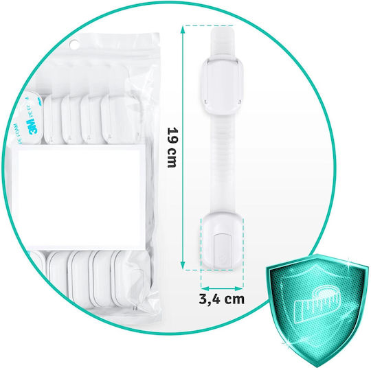 Ricokids Siguranță pentru dulap și sertar din Plastic în Culoare Alb 3.4x3.4x3.4εκ. 6buc