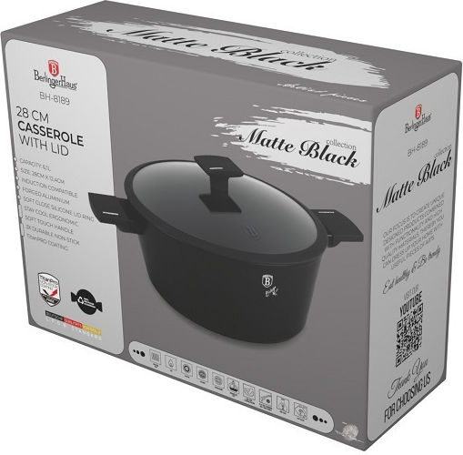 Berlinger Haus Matte Black Collection Deep Aluminum Pot 6.1lt / 28cm