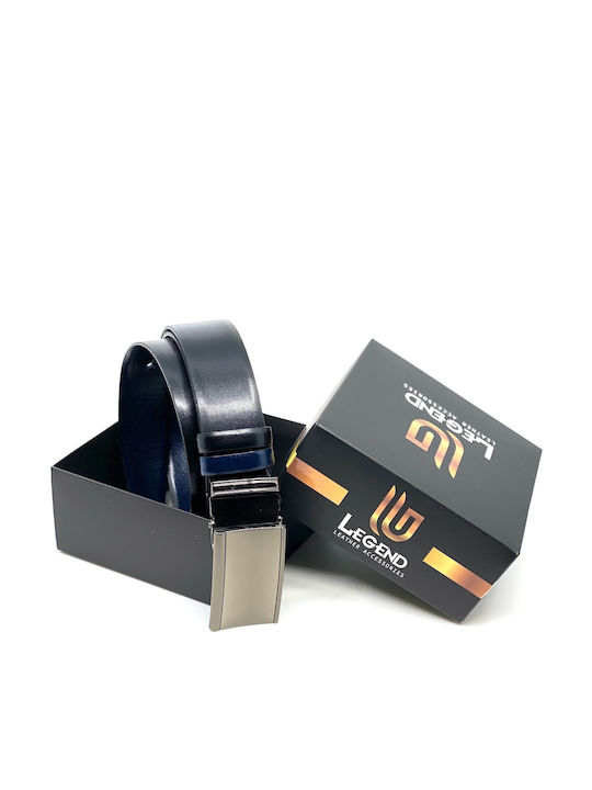 Men's Belt Leather Double Sided Black 2021-A ΜΑΥΡΟ ΜΠΛΕ