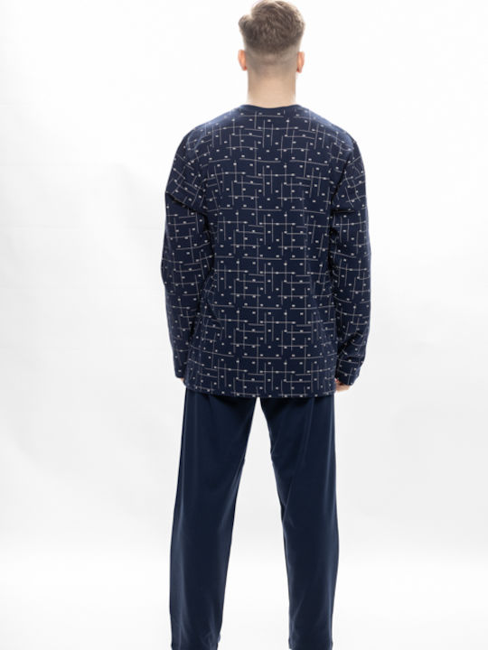 Galaxy Men's Winter Cotton Pajamas Set Marine