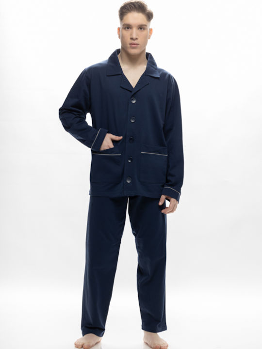 Galaxy Men's Winter Cotton Pajamas Set BLUE