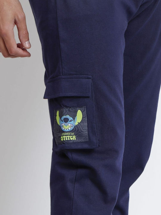 Disney Stitch Χειμερινή Ανδρική Πιτζάμα Βαμβακερή Γκρι