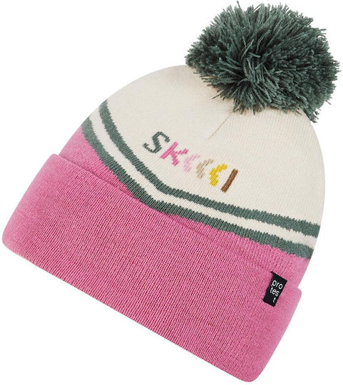 Pom Pom Beanie Frauen Beanie Gestrickt in Rosa Farbe
