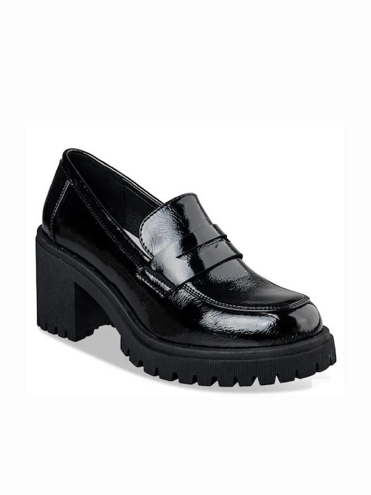 Envie Shoes Patent Leather Black Heels