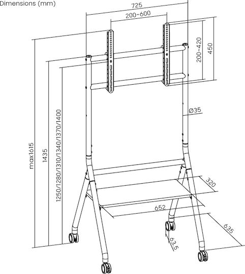 Brateck TTF13E-46FW Fernsehhalterung Boden bis 86" und 80kg Schwarz