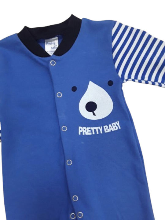 Pretty Baby Baby Bodysuit Long-Sleeved Blue White Bear