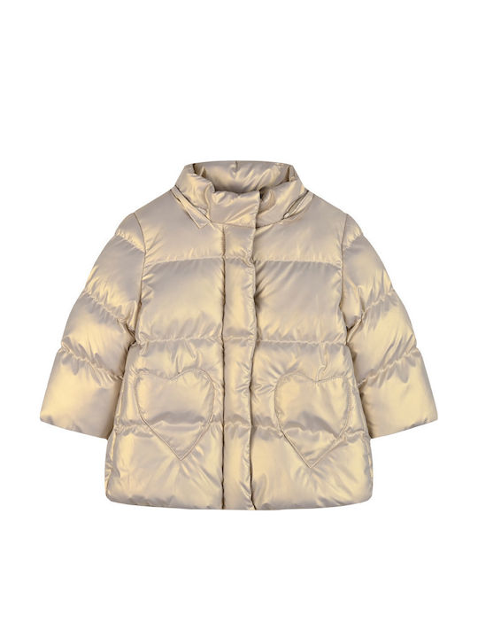 Kids Casual Short Coat with Hood Gold