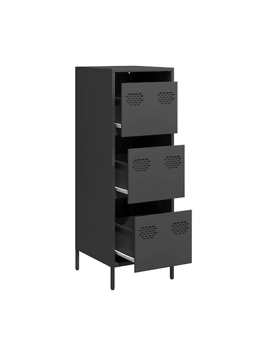 Office Storage Metal Drawer Black Velvet-Black Metal L39xW35xH103.5cm