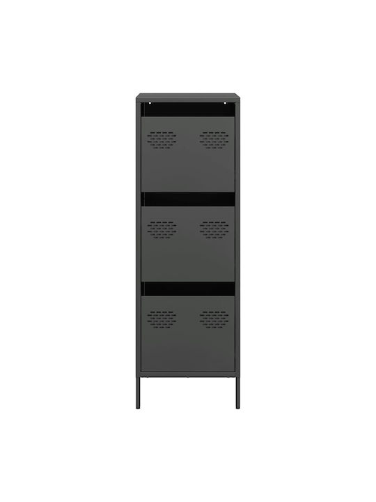 Office Storage Metal Drawer Black Velvet-Black Metal L39xW35xH103.5cm