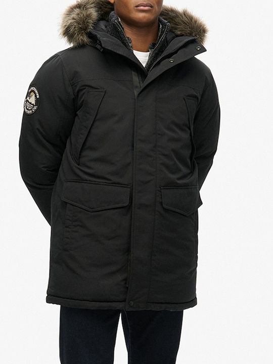 Superdry D3 Ovin Everest Winter Jacket Parka Jet Black