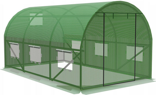 Garten Gewächshaus Tunneltyp Metallrahmen 300x200cm Grün 6qm Zusätzliches Hinteres Fenster