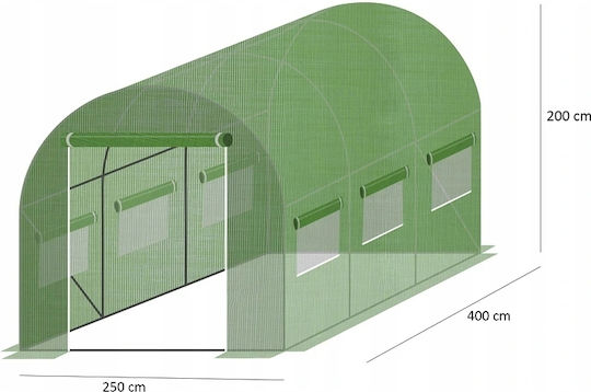 Seră de grădină tip tunel cu cadru metalic 250x400cm 10mp 3 segmente