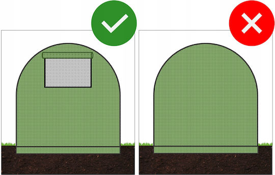 Garden Greenhouse Tunnel Type Metal Frame 250x400cm 10sqm Additional Window At Back