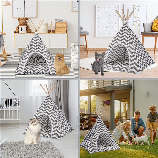Indoor Tent Dogs Cats Rabbits Gray White 50x40x60cm
