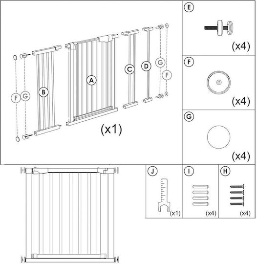 Safety Gate Stairs Adjustable Wooden Steel Frame 75-82cm Black Brown