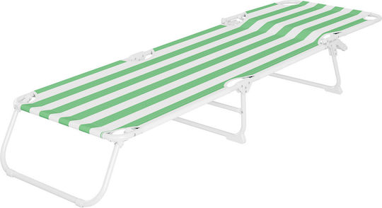 Șezlong Pliabil Sersimo 186 X 56 Cm Plajă Grădină Alb Verde Capacitate 110kg