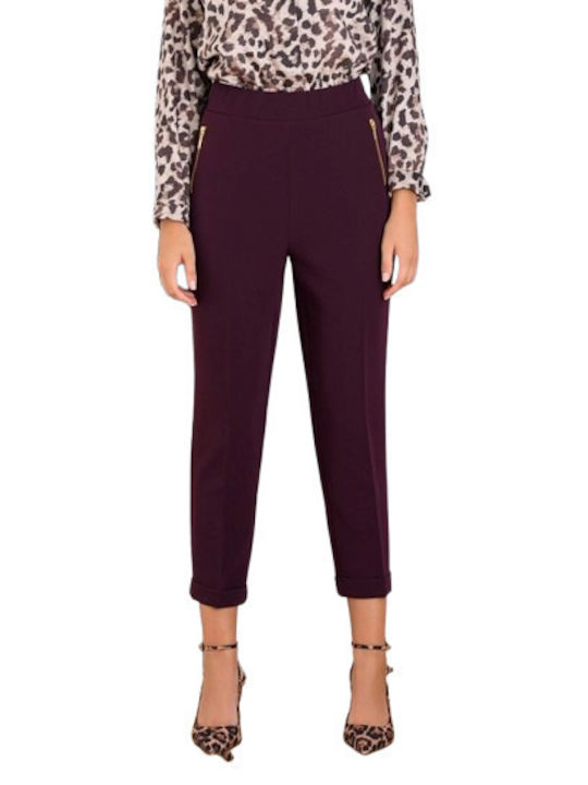 Femei Din material textil Pantaloni cu elastic cu Croială Dreaptă Bordeaux