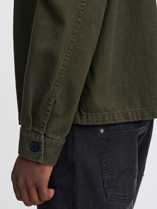 Long Sleeve Overshirt in Regular Fit Forest Night Khaki