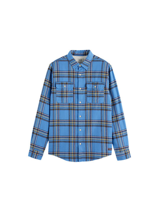 Scotch & Soda Long-sleeved Flannel Shirt Checked Yellow, Blue, Bordeaux