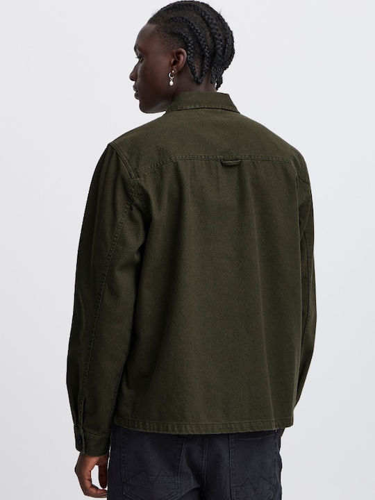 Long Sleeve Overshirt in Regular Fit Forest Night Khaki