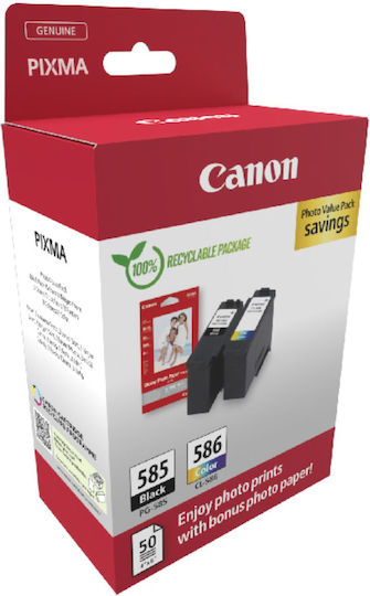Canon PG-585 / CL-586 Original Photo Value Pack with 2 InkJet Printer Inks Multiple (Color) / Black (6205C005)