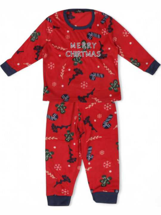 Sexen Kinder Schlafanzug Winterlich Fleece red