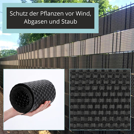 Kadax Black Mesh & Shade Fabric Fencing Panels 19cm 2.55m Fence Cover