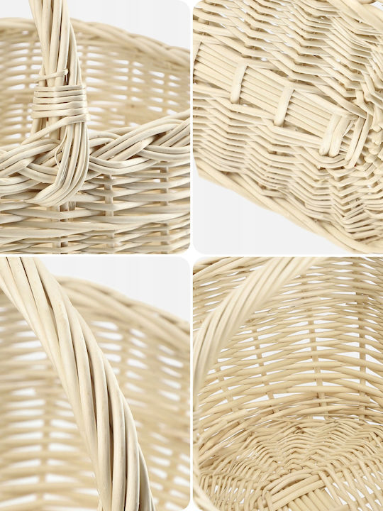Kadax Wicker Basket Mushrooms Shopping Picnic Fruits White Large
