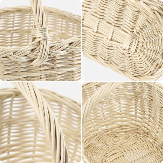 Kadax Wicker Basket Mushrooms Shopping Picnic Fruits White Large