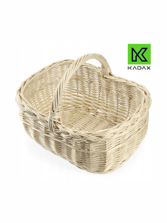 Kadax Wicker Basket Mushrooms Shopping Picnic Fruits White Large