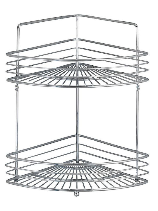 Wenko Corner Wall Mounted Bathroom Shelf Metallic 31.5x22x37cm Silver