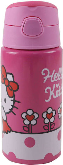 Gim Flip Παιδικό Παγούρι Hello Kitty Αλουμινίου με Καλαμάκι Flip 500ml