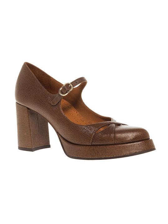 Chie Mihara Leather Tabac Brown High Heels