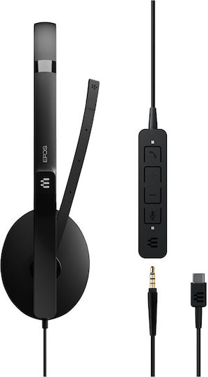 Epos Adapt 165 USB-C II На ушите Мултимедийни слушалки с микрофон и връзка 3,5 мм жак / USB-C в Черен цвят