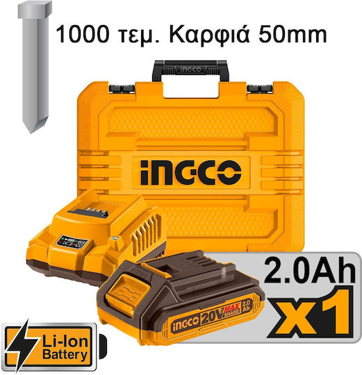 Ingco Battery Brad Nailer Gun 20V for Nails