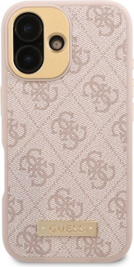 Guess Logo Plate MagSafe Back Cover Plastic / Leather / Synthetic Leather Pink (iPhone 16 Plus)