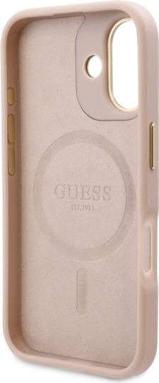 Guess Logo Plate MagSafe Back Cover Plastic / Leather / Synthetic Leather Pink (iPhone 16 Plus)