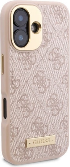 Guess Logo Plate MagSafe Back Cover Plastic / Leather / Synthetic Leather Pink (iPhone 16 Plus)