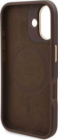 Guess Logo Plate MagSafe Back Cover Plastic / Leather / Synthetic Leather Brown (iPhone 16 Plus)