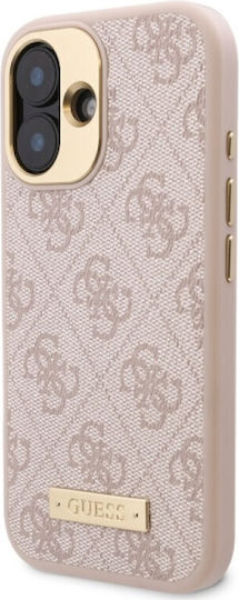 Guess Logo Plate MagSafe Back Cover Plastic / Leather / Synthetic Leather Pink (iPhone 16 Plus)