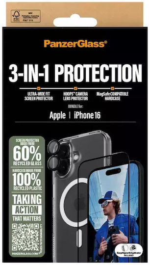 Panzerglass Bundle 3in1 Iphone 16 6.1" D3o Hardcase + Screen Protector Uwf+ Lens B1291+2861+1283