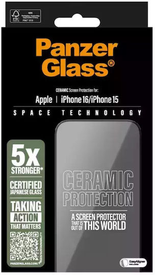 Panzerglass Ceramic Screen Protector Iphone 16 15 6.1" Ultra-wide Fit 2853