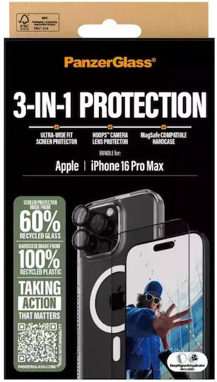 Panzerglass Bundle 3in1 iPhone 16 Pro Max 6.9" D3o Hardcase + Screen Protector UWF + Lens B1294+2864+1284