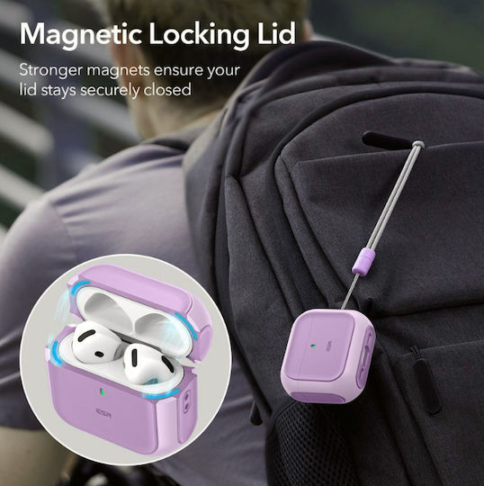 ESR Orbit Halolock Magsafe Hülle Silikon in Lila Farbe für Apple AirPods 4