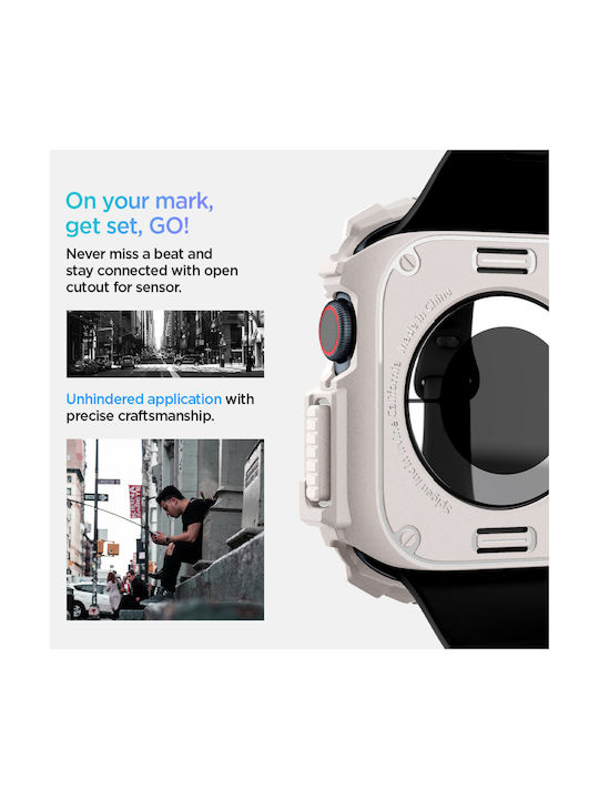 Spigen Rugged Armor Silicone Case in Beige color for Apple Watch Series 10 46mm