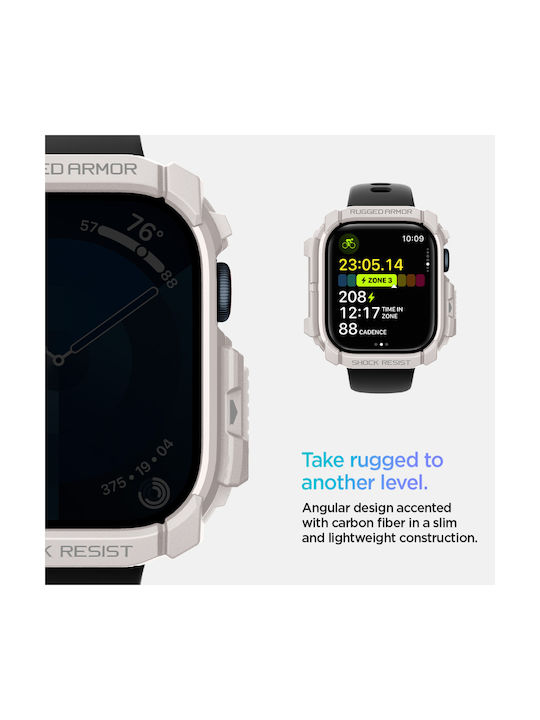 Spigen Rugged Armor Silicone Case in Beige color for Apple Watch Series 10 46mm