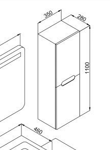 Martin Masal Wall Hung Cabinet Bathroom Column Cabinet L35xD28xH110cm White