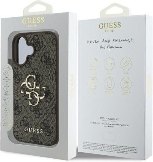 Guess Logo Umschlag Rückseite Synthetisches Leder Braun (iPhone 16)
