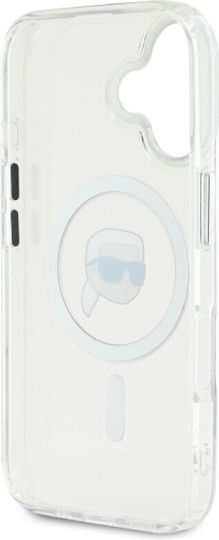 Karl Lagerfeld Case Iphone 16 6 1" Klhmp16shlskih White Hard Iml Metal Karl Head Magsafe