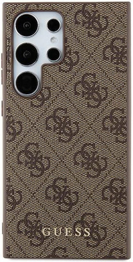 Guess Metal Gold Logo Umschlag Rückseite Kunststoff / Synthetisches Leder / Gehärtetes Glas Gold (Galaxy S24 Ultra)